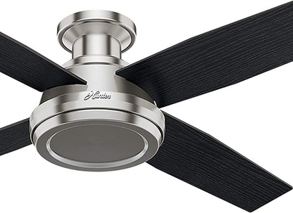 Hunter Fan 52 in Low Profile Brushed Nickel Ceiling Fan with Remote Control (Renewed)