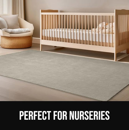 GORILLA GRIP Slip Resistant Soft Washable Stain Resistant Area Rug, 5x7, Plush Thick Carpet for Nursery, Bedroom, Living Room, Non-Shedding Floor Rugs, Kid and Pet Friendly, Baby Home Decor, Taupe