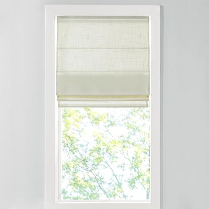 Madison Park Kyler Cordless Roman Shades - Single Panel, Lightweight Linen Blend Fabric, Natural Design, Easy Installation, Light Filtering Window Blind, Bedroom, Living Room Decor 35"W x 64"H Ivory