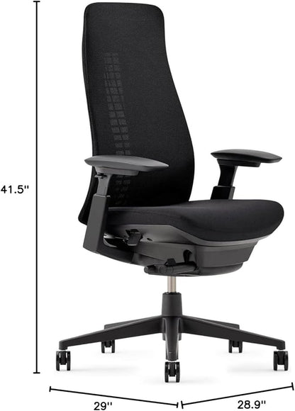 Haworth Fern Office Chair – Ergonomic and Stylish Desk Chair with Breathable Mesh Finish - Without Lumbar Support (Coal)