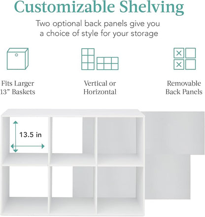 Best Choice Products 6-Cube Storage Organizer, 13.5in Shelf Opening, Bookcase, Display Shelf, Customizable w/ 3 Removable Back Panels – White