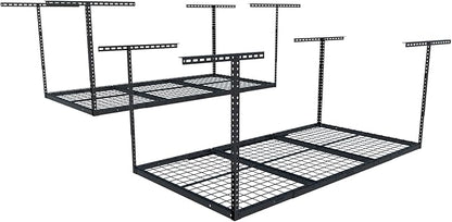 FLEXIMOUNTS 2 Pack 3x6 Overhead Garage Storage Adjustable Ceiling Rack 72" Length x 36" Width x 40" Height, 900lbs Total Weight Capacity, Black, Classic Series