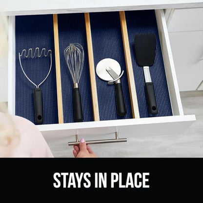 GORILLA GRIP powerGRIP Drawer Shelf and Cabinet Liner, Thick Strong Hold, Non-Adhesive Liners Protect Kitchen Cabinets and Cupboard, Bathroom Drawers, Easy Install, Breathable Mat, 17.5" x10', Navy