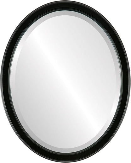OVALCREST Oval Beveled Wall Mirror for Home Decor - Toronto Style - Gloss Black - 26" x 20"