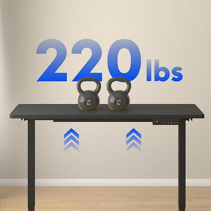 FLEXISPOT E3 Dual Motor Electric Standing Desk 48 x 24 Sit Stand Up Desk, Holds 220 lbs, Adjustable Height w/ Memory Presets, One-Piece Black Desktop & Black Frame, Ships in 2 Boxes