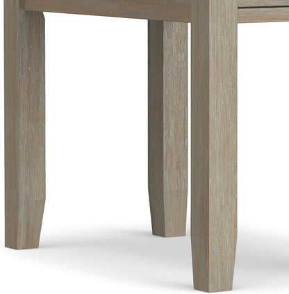 SIMPLIHOME Artisan SOLID WOOD 14 inch Wide Rectangle Transitional Narrow Side Table in Distressed Grey for the Living Room and Bedroom