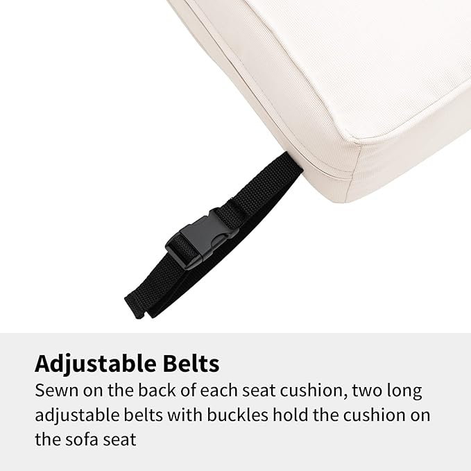Outdoor Seat Cushions Set for Patio Furniture Deep Seating Patio Cushion Set Weather-Resistant Thick Cushions 25.6" W x 25.6" D x 5” T,Creamy White