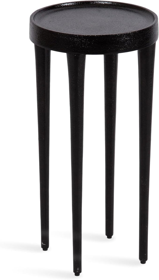 Kate and Laurel Rava Modern Metal Round Drink Table; 10 x 10 x 21; Black; Cast Aluminum Accent Table for Use as Indoor Plant Stand or Living Room Decor Piece