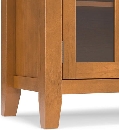 SIMPLIHOME Artisan Buffet - 54 inch Wide Solid Wood 3-Door Sideboard Buffet in Honey Brown, Transitional Storage Cabinet for Dining Room or Kitchen with Adjustable Shelves and Bronze Hardware