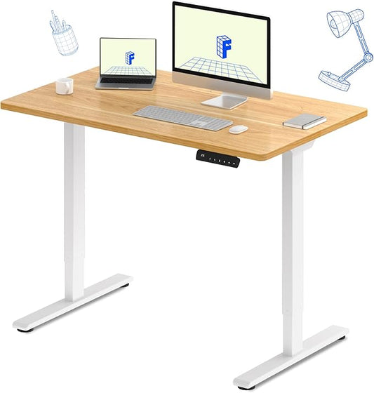 FLEXISPOT E3 Dual Motor Electric Standing Desk 48 x 30 Sit Stand Up Desk, Holds 220 lbs, Adjustable Height w/Memory Presets, One-Piece Maple Desktop & White Frame, Ships in 2 Boxes