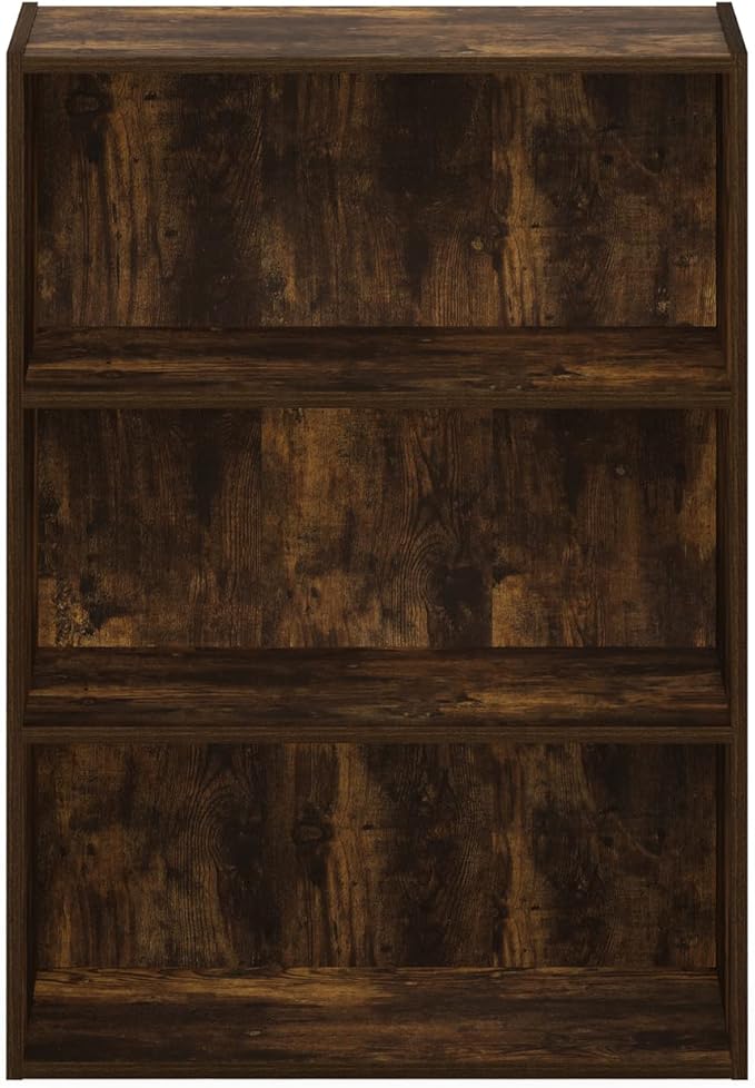 Furinno PASIR Book Shelf, 3-Tier Bookshelf, Storage Shelves Bookcase, 9.7 x 23.7 x 31.5, for Living Room, Bedroom, Home Office, Amber Pine