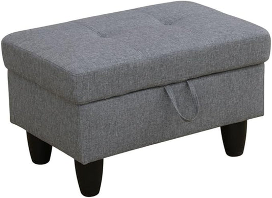 Ottoman Storage Ottoman Bench Linen Footrest Footstool with Hinged Lid for Living Room, Bedroom, Entryway, Black Grey-1, 28.5"X19"X17.5"