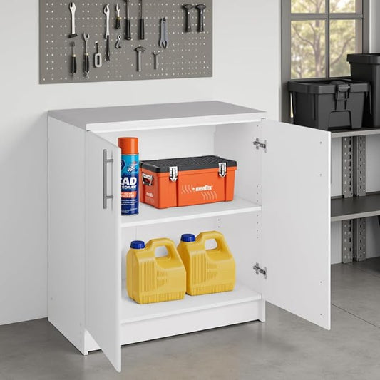 Prepac Elite 32" Storage Cabinet, White Storage Cabinet, Base Cabinet, Bathroom Cabinet with 1 Adjustable Shelf 18" D x 32" W x 36" H, WEB-3216