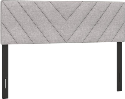 KOMFOTT Linen Fabric Upholstered Headboard for Full/Queen Size Bed, Rectangular Headboard with Solid Wood Legs & Adjustable Width, Padded Full/Queen Bed Headboard, Easy Assembly, Gray