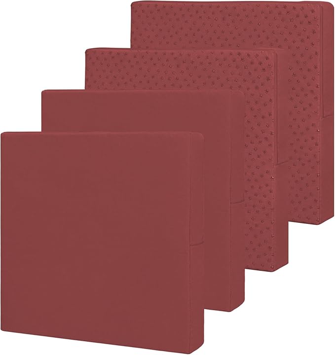 Easy-Going Waterproof Patio Cushion Covers ONLY Cover 22x20x4 inch 4 Pack Replacement Non-Slip Outdoor Seat Cushion Slipcover with Zipper. Wine