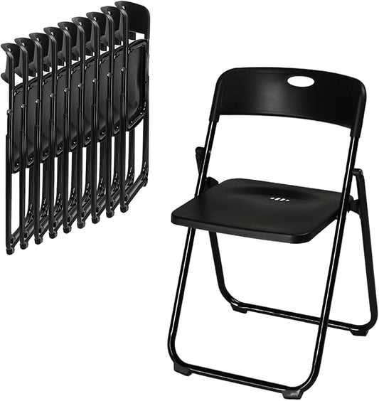 Karl home 10 Pcs Folding Chair, 300LBS Lightweight Foldable Plastic Chair, Reinforced Metal Frame Easy to Fold & Store for Indoor & Outdoor, Wedding, Party, Meeting Room, Patio and Garden, Black