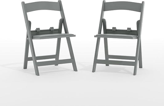Flash Furniture Hercules Set of 2 Kids Gray Resin Folding Chairs with Gray Vinyl Padded Seats