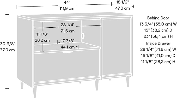 Sauder Clifford Place Credenza, For TV's up to 46", Grand Walnut finish