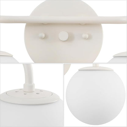 JONATHAN Y JYL3535C Louis Parisian Globe 15" 2-Light Metal/Frosted Glass Modern Contemporary LED Vanity Light Midcentury, Glam, Transitional, Bathroom, Powder Room, Dressing Room, Bedroom, Almond