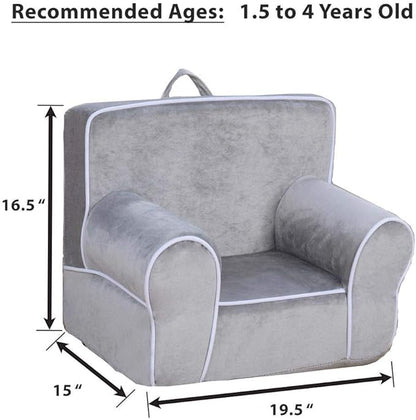 DIBSIES Personalized Creative Wonders Toddler Chair - Ages 1.5 to 4 Years Old (Gray with White Piping)