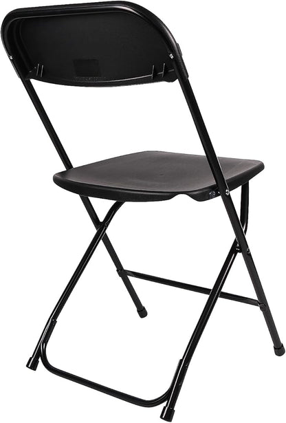 BTEXPERT Set of 4, Black Plastic Folding Chair Steel Frame Commercial High Capacity Event Chair Lightweight Set for Office Wedding Party Picnic Kitchen Dining Church School