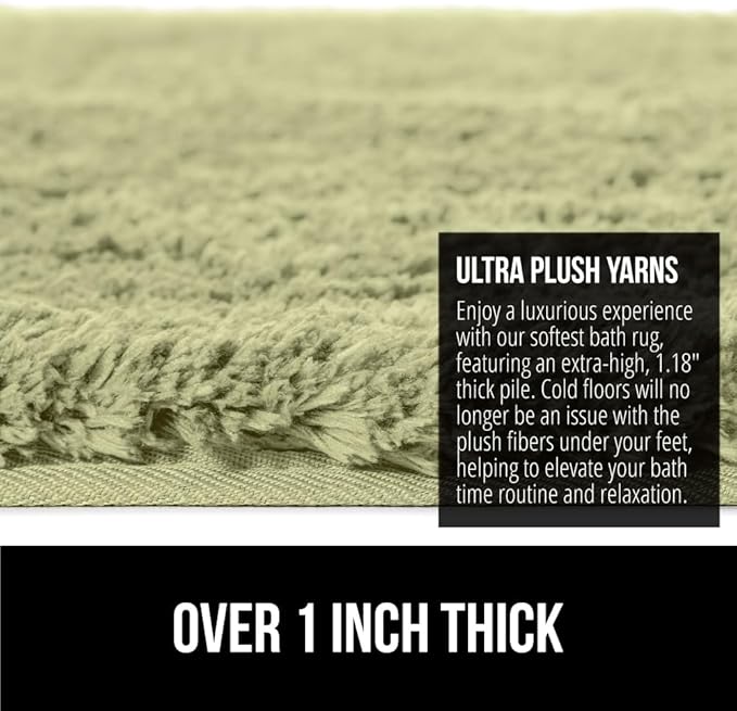 GORILLA GRIP Bathroom Rugs, Ultra Soft Absorbent Mat, Thick Plush Bath Rug, Machine Washable, Microfiber Quick Dry, Mats for Shower, Bathtub and Floor, Home Decor Accessories, 24x17, Sage
