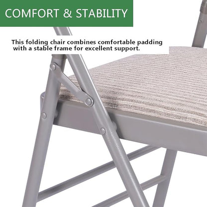 Amazing for less Pack of 2 (Fabric/Vinyl) Steel Frame Metal Foam Padded Folding Chairs (Black, Gray, White) (2-Pack - Fabric White)