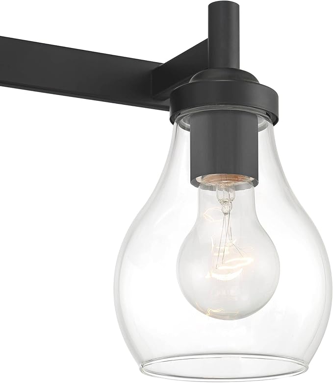 Possini Euro Design Danvers Modern Wall Light Black Metal Hardwired 22 1/2" 3-Light Fixture Clear Globe Glass Shades for Bedroom Bathroom Vanity Reading Living Family Room Hallway House Home Decor