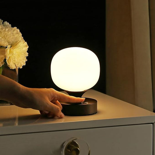 JONATHAN Y JYL7111B Eli 8" Modern Minimalist Iron Rechargeable Integrated LED Table Lamp Contemporary Bedside Desk Nightstand Lamp for Bedroom Living Room Office, Nickel/White