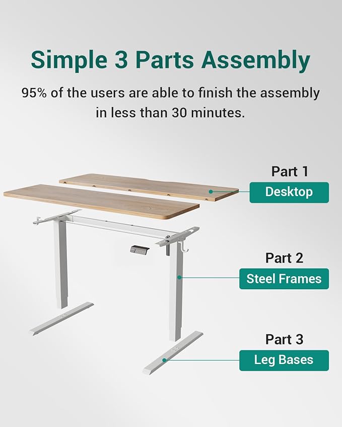CubiCubi Electric Standing Desk 55 x 24 Inches, Height Adjustable Sit to Stand Desk, Home Office Computer Desk with Splice Board, Maple