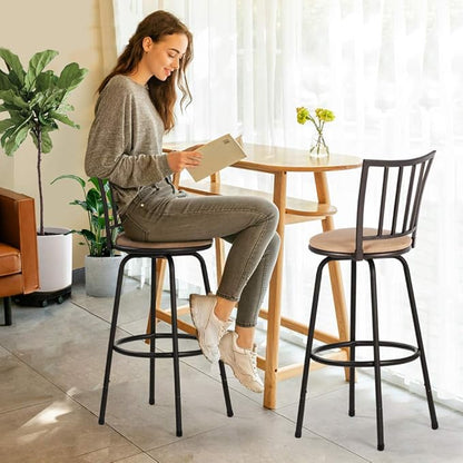 VECELO Adjustable Counter Stools,Bar Stools with 360 Degree Swivel Seat Top and Comfortable Round Seat Cushions,Steel Bistro Pub Chairs