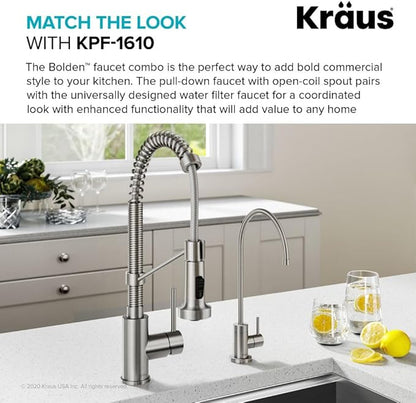 KRAUS Purita 100% Lead-Free Kitchen Water Filter Faucet in Spot Free Stainless Steel, FF-100SFS