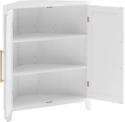 Crosley Furniture Roarke Stackable Corner Pantry Storage Cabinet with Shelves, Kitchen, Dining, Laundry, White