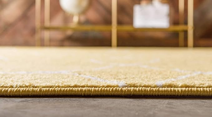Unique Loom Trellis Frieze Collection Area Rug - Geometric, 2' x 6' Runner, Yellow/Ivory