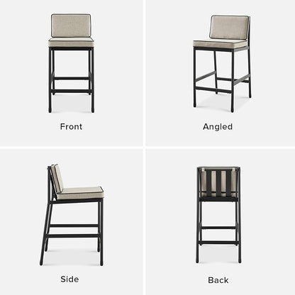 mopio Odelia Counter Stool Set of 4, Outdoor Chair with Removable Cushions and Rust Free Metal Frame, Conversation Sets for Front Porch, Balcony, Yard, Bistro (Counter Stool x4, Beige)