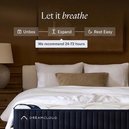 DreamCloud Premier 13" California King Mattress - Luxury Hybrid Gel Memory Foam - 365 Night Trial - Fiberglass Free - Forever Warranty - Mattress in a Box - CertiPUR-US Certified