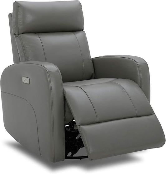 CHITA Genuine Leather Power Swivel Glider Recliner Chair for Adults, FSC Certified Electric Nursery Rocker Recliner Chair for Living Room, Haze