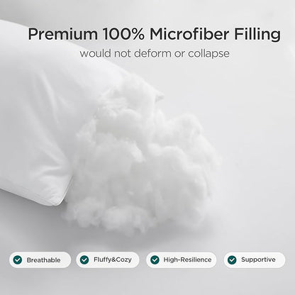 Acanva 24x24 Throw Pillow Inserts Set of 4, Premium Polyester Fiber Fill Square Sham Stuffer Cushion for Sofa, Bed, Couch and Chair, Machine Washable, 24x24 Inch(for 22x22 Cover), White 4 Count