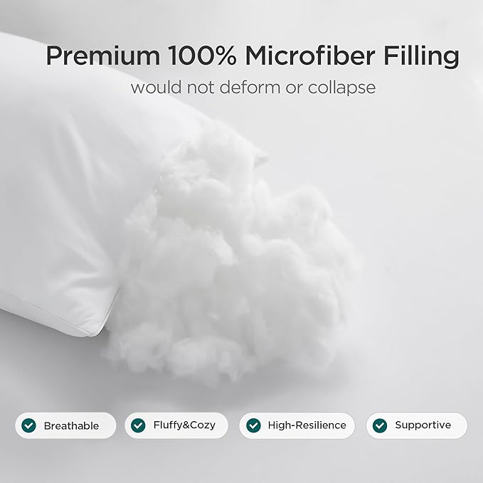 Acanva 24x24 Throw Pillow Inserts Set of 2, Premium Polyester Fiber Fill Square Sham Stuffer Cushion for Sofa, Bed, Couch and Chair, Machine Washable, 24x24 Inch(for 22x22 Cover), White 2 Count