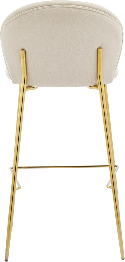 Christopher Knight Home Kira Indoor Upholstered Barstool with Metal Frame Set of 2, Bar Chairs Kitchen Stools, Comfy Fabric Bar Seating for Island Home Office, 29.5''Seat Height, Beige+Gold