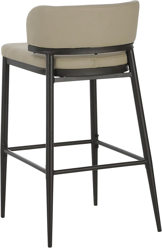 Christopher Knight Home Ebany Barstools Set of 2, Metal Frame Counter Stools, Upholstered Kitchen Chair, Curved Back Support Bistro Chairs, 30" H Island Stool for Dining Kitchen Cafeteria, Khaki