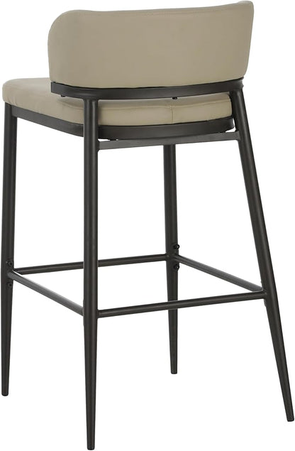 Christopher Knight Home Ebany Barstools Set of 2, Metal Frame Counter Stools, Upholstered Kitchen Chair, Curved Back Support Bistro Chairs, 30" H Island Stool for Dining Kitchen Cafeteria, Khaki