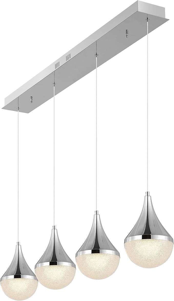 JONATHAN Y JYL7122A Elena Teardrop 47" 4-Light Modern Mid-Century Iron/Acrylic Integrated Linear LED Pendant French Country,Vintage,Bohemian, Chrome/White