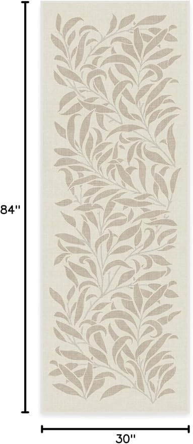 RUGGABLE x Morris & Co Machine Washable Runner Rug – Pure Willow Boughs Green 2.5x10, Stain-Resistant, Non-Slip – Washable Rug for Hallway, Entryway, Living Room & Kitchen–with Standard Pad