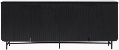 Walker Edison Reema Fluted 4-Door Kitchen Sideboard Buffet Console, 69 Inch, Black