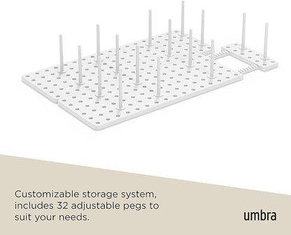 Umbra Peggy Kitchen Cupboard, Shelf and Drawer Organizer Tray - Adjustable Storage System, White