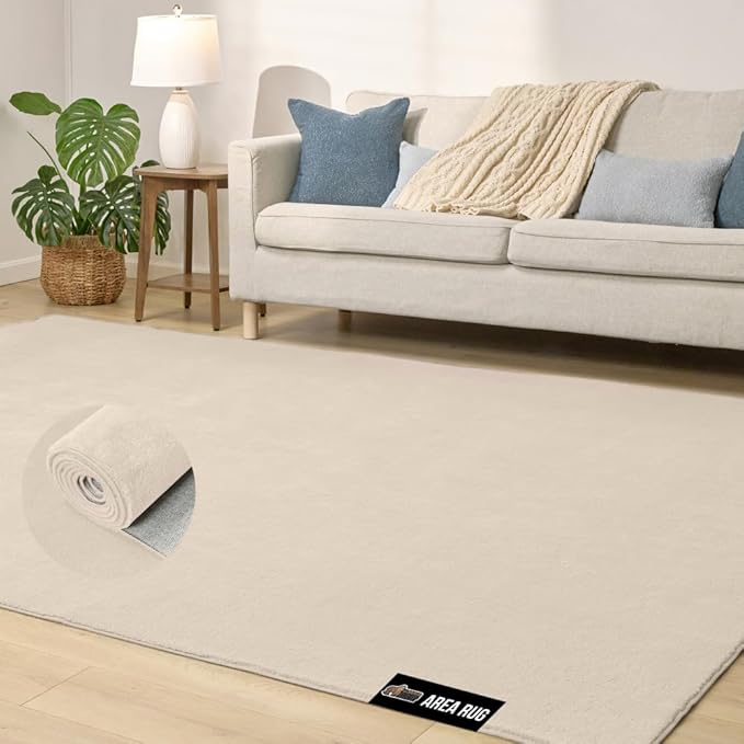 GORILLA GRIP Slip Resistant Soft Washable Stain Resistant Area Rug, Plush Thick Carpet for Nursery, Bedroom, Living Room, Non-Shedding Floor Rugs, Kid and Pet Friendly, Baby Home Decor, 2x3, Ivory