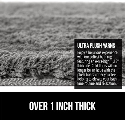 GORILLA GRIP Bathroom Rugs, 36x24, Ultra Soft Absorbent Mat, Thick Plush Bath Rug, Machine Washable, Microfiber Quick Dry, Mats for Shower, Bathtub and Floor, Home Decor Accessories, Gray
