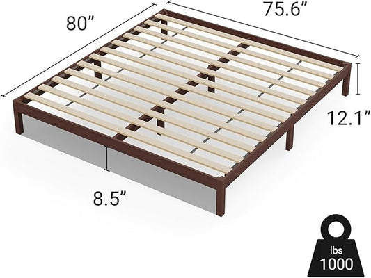 LIFEMENT Classic Wood Platform Bed Frame, Essential, Noise Free, Under Bed Storage, No Box Spring Needed, Easy Assembly (Walnut, King (U.S. Standard))