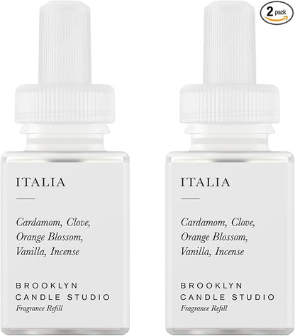Pura & Brooklyn Candle Studio Home Scent Refill - Smart Air Diffuser - Up to 120-Hours of Luxury Fragrance per Refill - Home Essential - Clean & Safe Diffuser Fragrance - 2 Pack, Italia